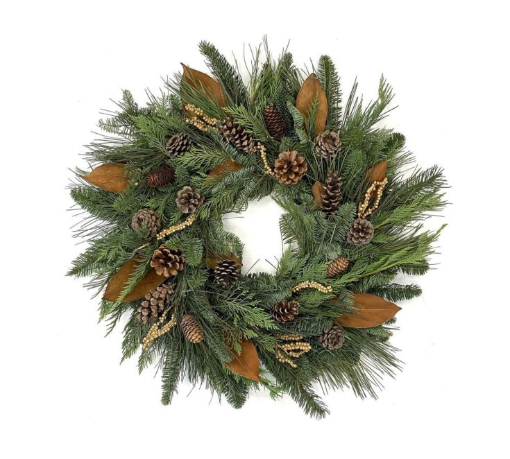 Image for Fresh Pinecone, Magnolia & Canella Berry Wreath, 