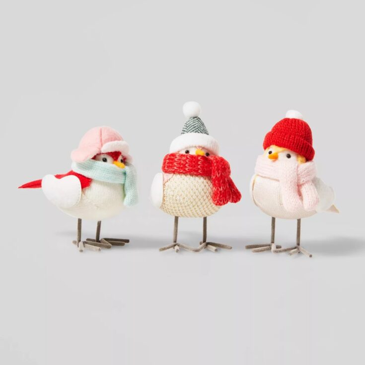 Image for 3pk Winter Birds Decorative Figurine Set Red/Pink - Wondershop"