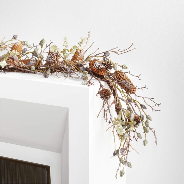 Image for Faux Winter Frost Pinecone Garland 6' + Reviews | Crate and Barrel