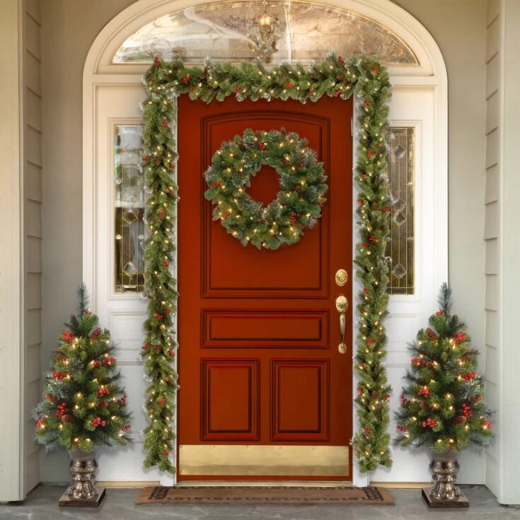 Image for Customizable Christmas Tree & Greenery Set Crestwood Spruce with Clear/White Lights
