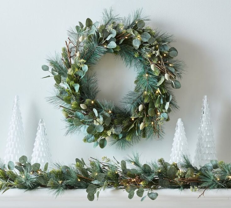 Image for Pre-Lit Faux Eucalyptus & Pine Wreath