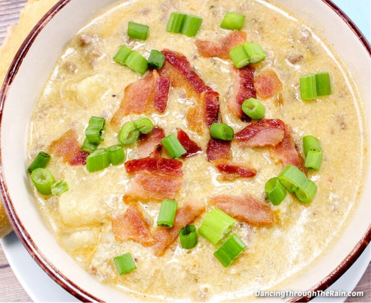 Image for Slow Cooker Cheeseburger Soup - Dancing Through the Rain