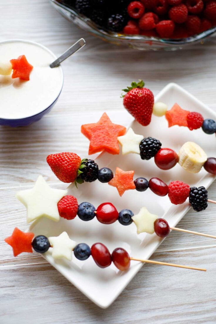 Image for Red, White and Blue Fruit Kabobs (2 Ways  Appetizer or Dessert!)