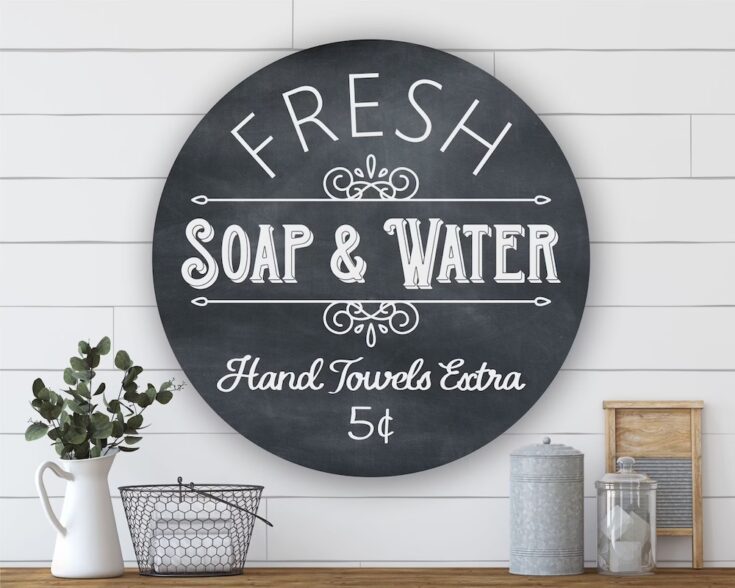 Image for Fresh Soap & Water Farmhouse Bathroom Signs