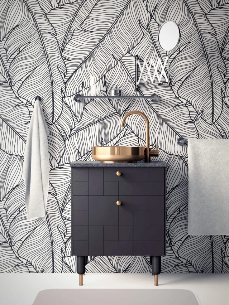 Image for Tropical Removable Wallpaper. Banana Leaves Wallpaper. Modern | Etsy