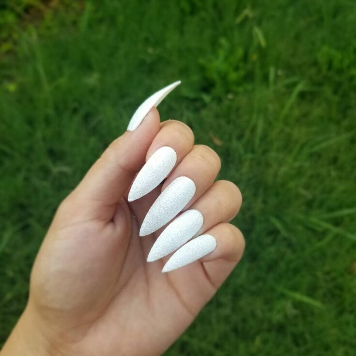 Image for White Sugar Long Stiletto Press on Nails | Etsy