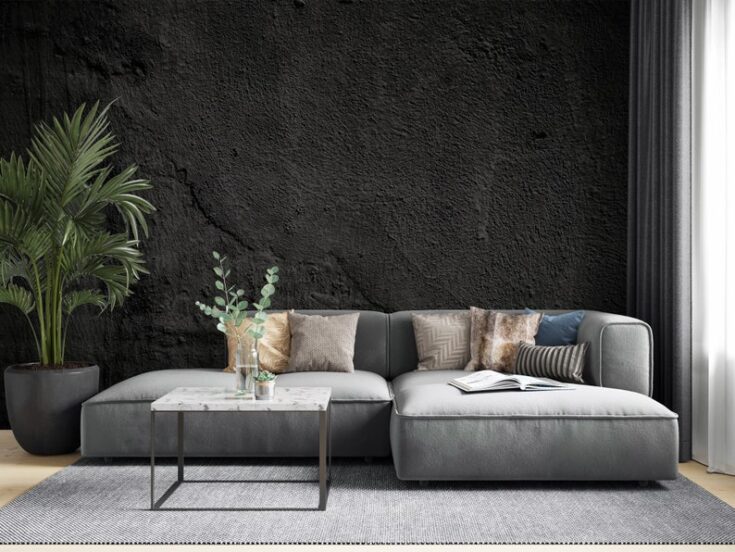 Image for Concrete Wallpaper Peel and Stick Black Concrete Texture | Etsy