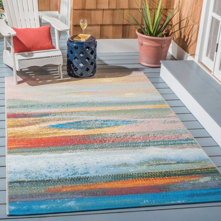 Image for Agambir Abstract Indoor / Outdoor Area Rug in Light Blue/Pink