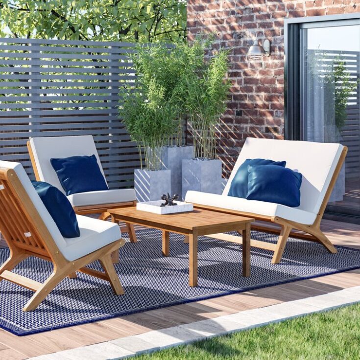 Image for Asuncin Solid Wood 4 - Person Seating Group with Cushions