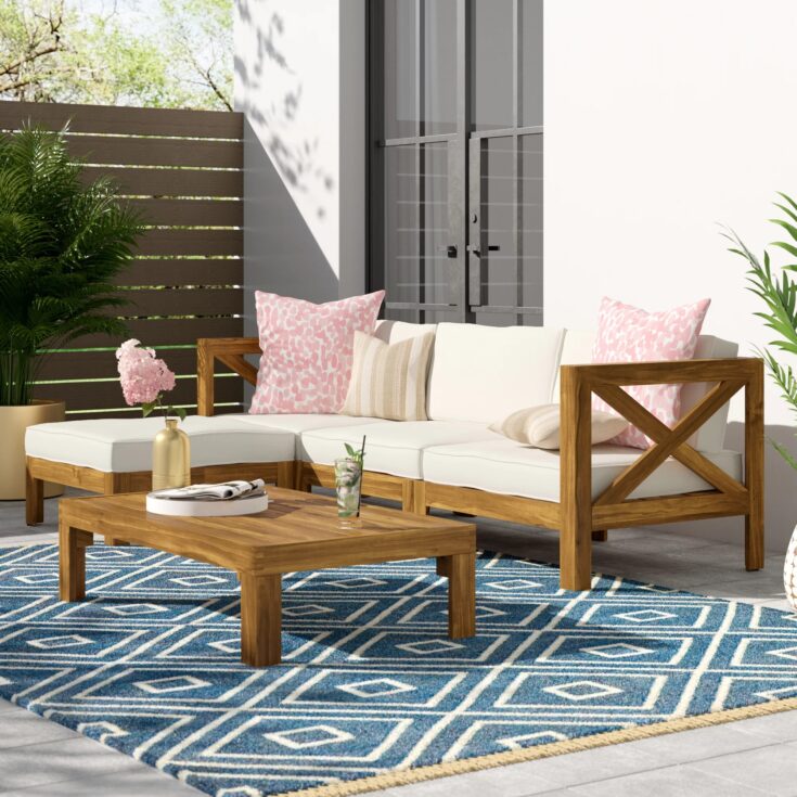 Image for Barcomb Solid Wood 4 - Person Seating Group with Cushions