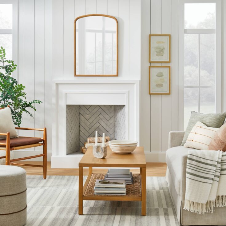 Image for 24" x 34" Wood Arch Decorative Wall Mirror Natural - Threshold" designed with Studio McGee