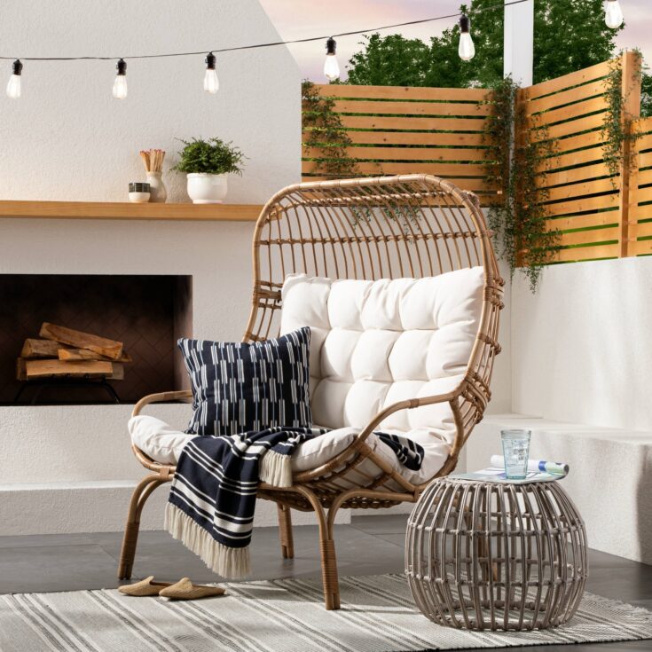 Image for Wicker & Metal Patio Egg Chair - Threshold designed with Studio McGee