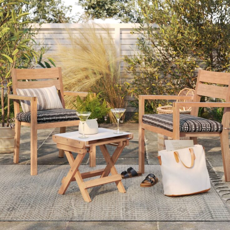 Image for Diamond Outdoor Rug with Fringe - Threshold" designed with Studio McGee