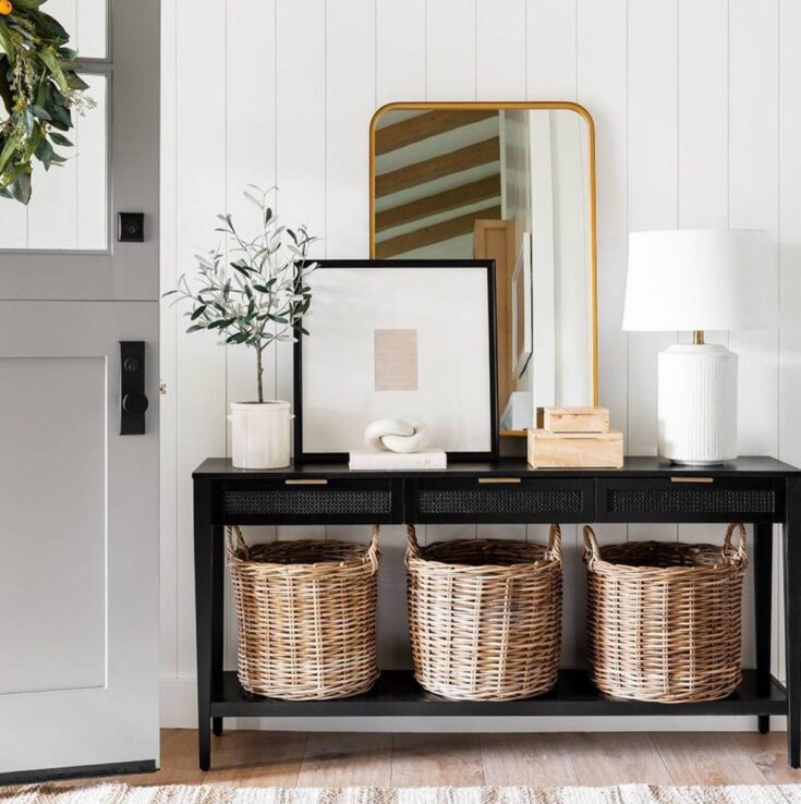 Image for Woven Drawer Console Table Black - Threshold" designed with Studio McGee