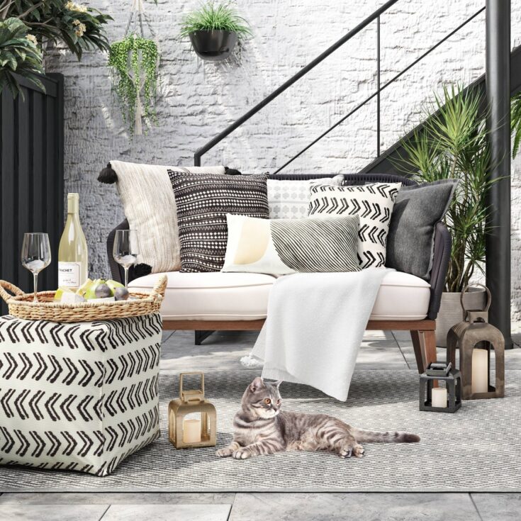 Image for Abstract Block Outdoor Lumbar Pillow Cream - Project 62