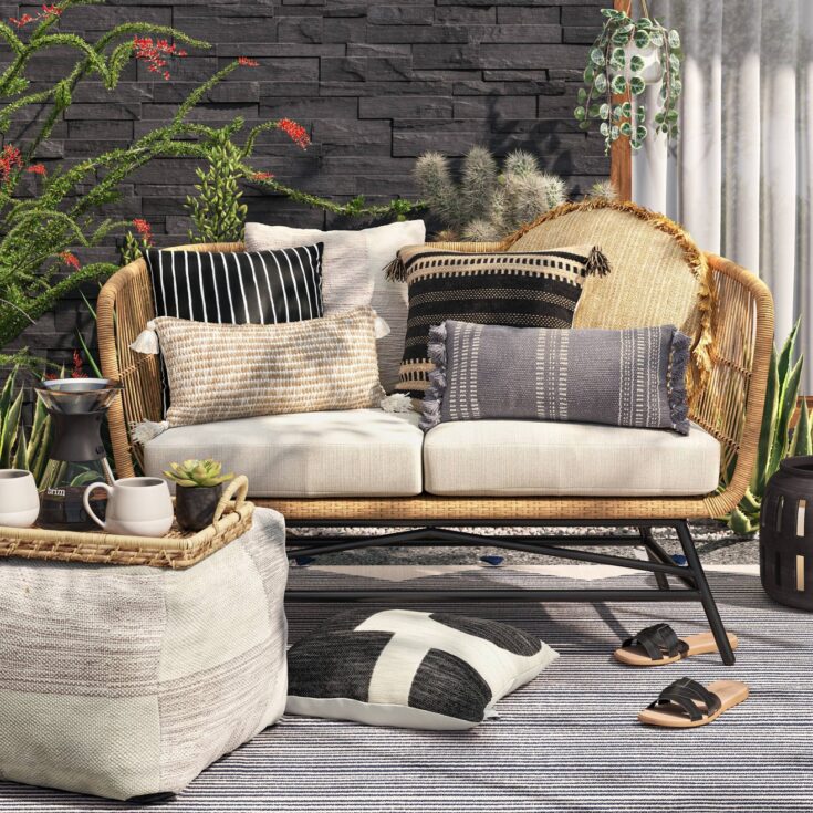 Image for Outdoor Throw Pillow Woven Geo Neutrals - Project 62