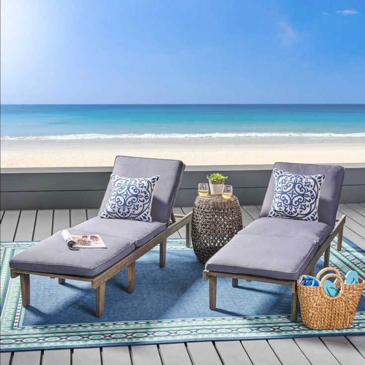Image for Ariana 2pk Acacia Wood Chaise Lounge - Christopher Knight Home
