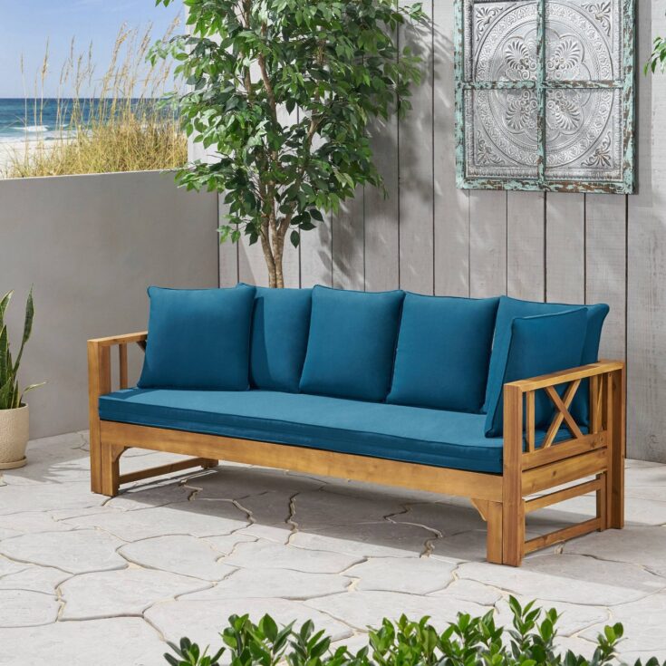 Image for Long Beach Acacia Wood Extendable Patio Daybed Sofa Teak - Christopher Knight Home