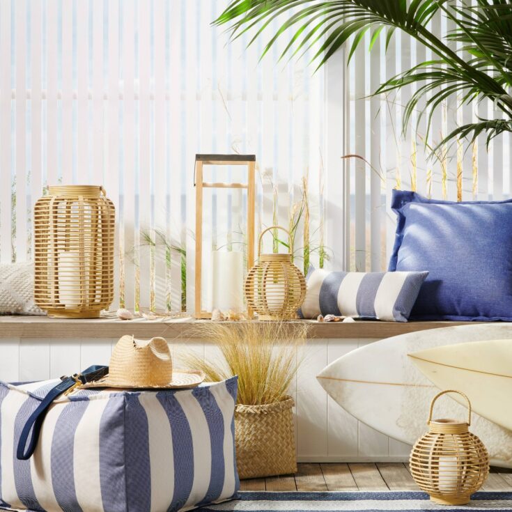 Image for Cabana Stripe Outdoor Lumbar Throw Pillow DuraSeason Fabric" - Threshold"