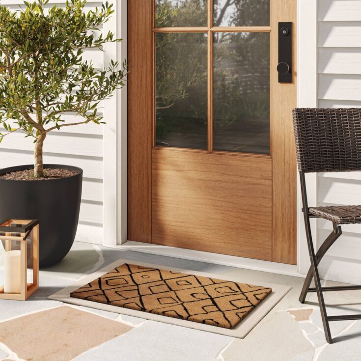 Image for 1'6"" x 2'6"" Outdoor Door Mat Neutral with Black Geo - Threshold