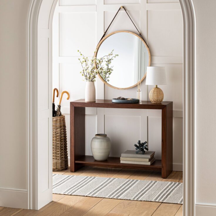 Image for 26" Wood Mirror with Pleather Strap Hanger - Threshold" designed with Studio McGee