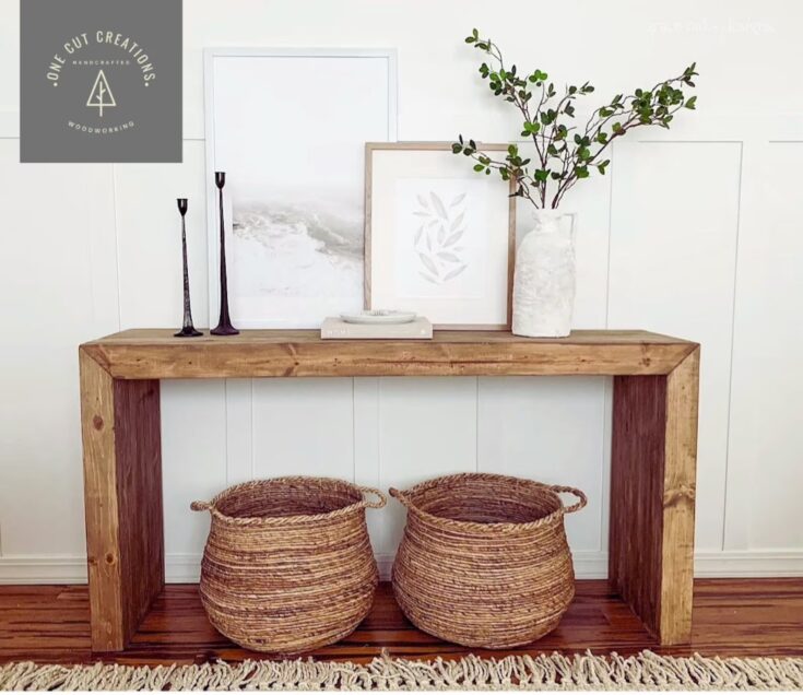 Image for West Elm Inspired Console Table Real Wood Entryway Table | Etsy