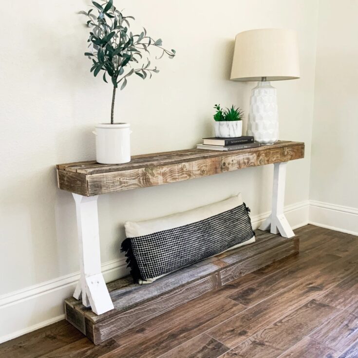 Image for Rustic Reclaimed Barb Console Table White Legs | Etsy