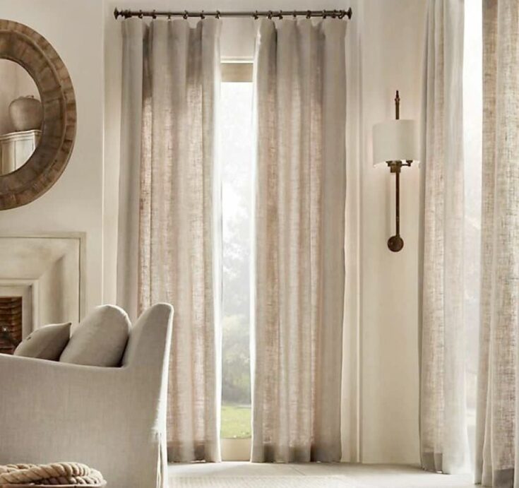 Image for Natural Linen Curtains White, Farmhouse Curtains For Living Room, Scandinavian Linen Curtains, Cu...
