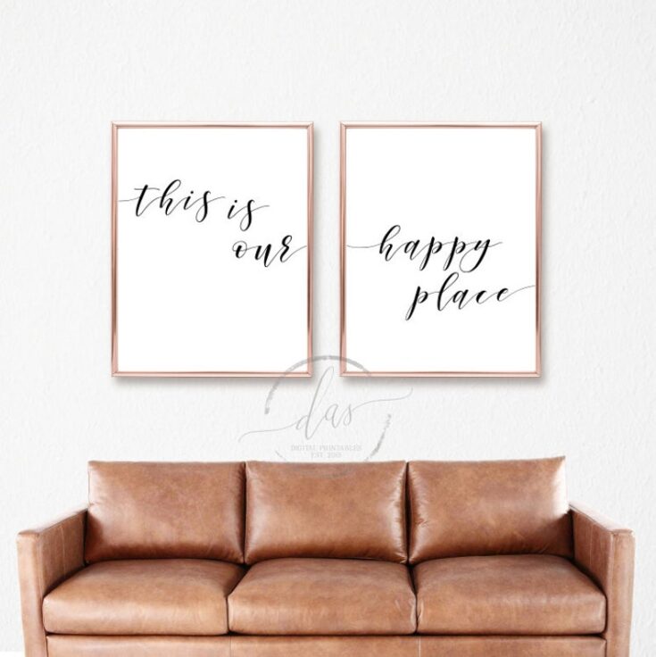 Image for This Is Our Happy Place Printable Sign Set, Bedroom Prints, Living Room Posters, Minimalist Calli...