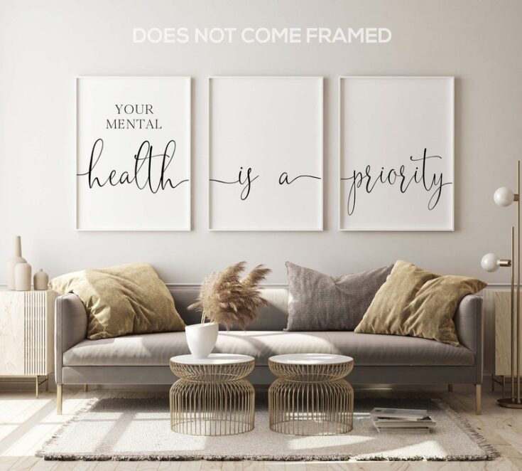 Image for Mental Health Is A Priority, Set of 3 Poster Prints, Minimalist Art, Home Wall Decor, Multiple Si...