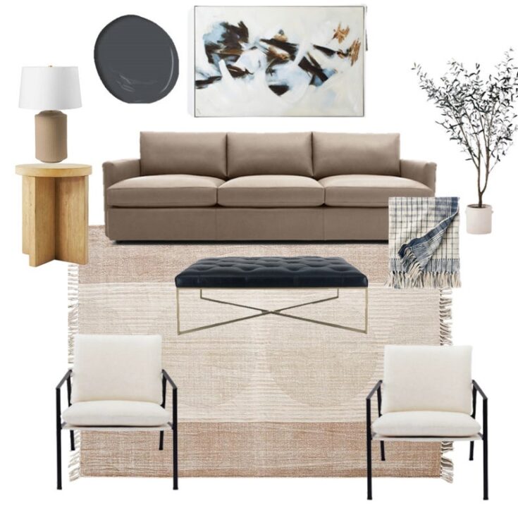 Image for Joyful, Classic, Neutral Living Room Mood Board - Fully Sourced with Links