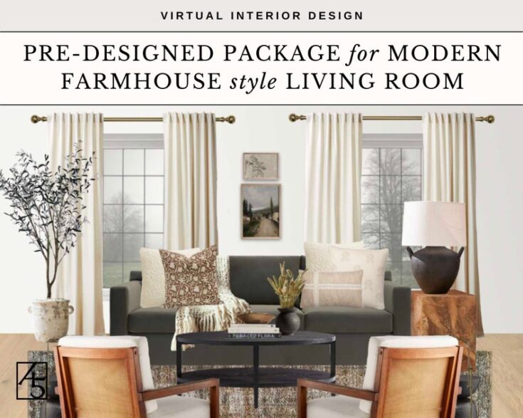 Image for Virtual Interior Design: Pre-Designed Modern Farmhouse Living Room Package