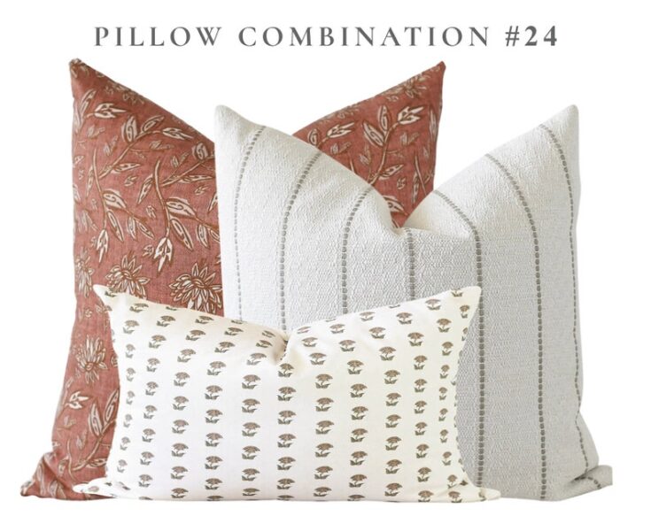 Image for Pillow Combination Set, Rust Pillow Cover, Designer Pillow, Farmhouse Pillow Covers, Floral Pillo...