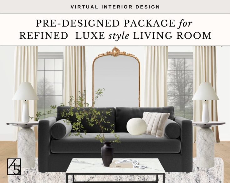 Image for Virtual Interior Design: Pre-Designed Refined Luxe Living Room Package