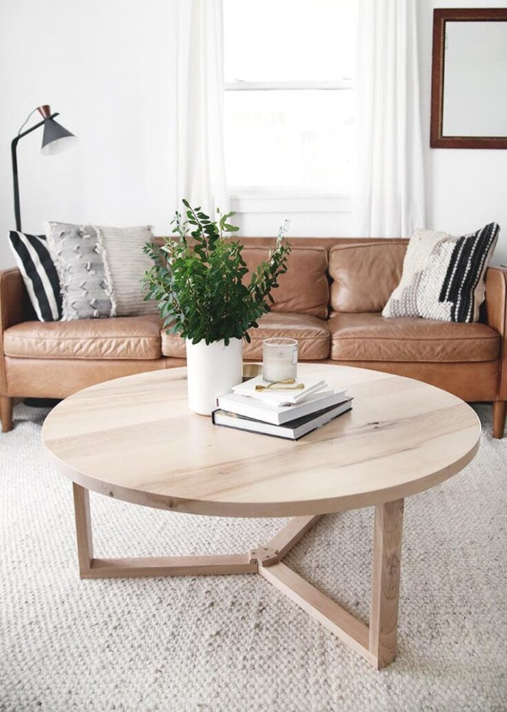 Image for Wooden Round Coffee Table, Coffee Table Books, Mid Century Coffee Table, Modern Coffee Table, Woo...