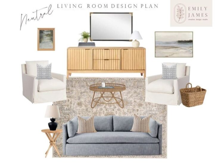 Image for Transitional Living Room Design Package, Online Interior Design Service, Virtual Decorating, Home...