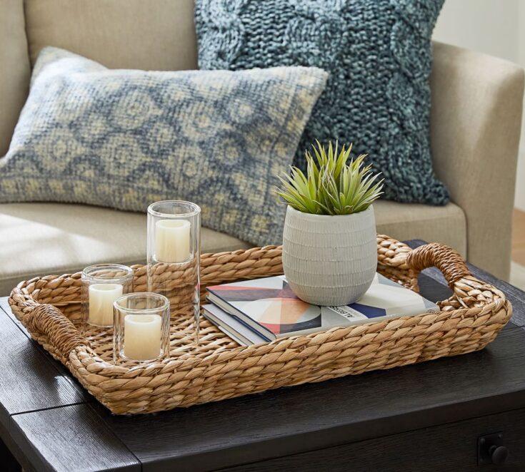Image for Handwoven Seagrass Rectangular Tray, Large