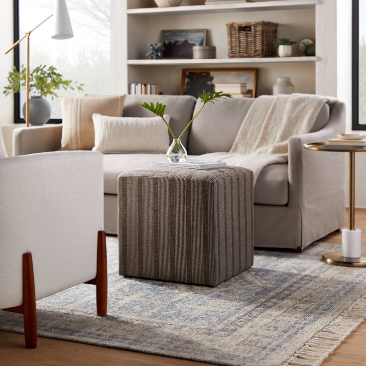 Image for Lynwood Square Upholstered Cube - Threshold" designed with Studio McGee