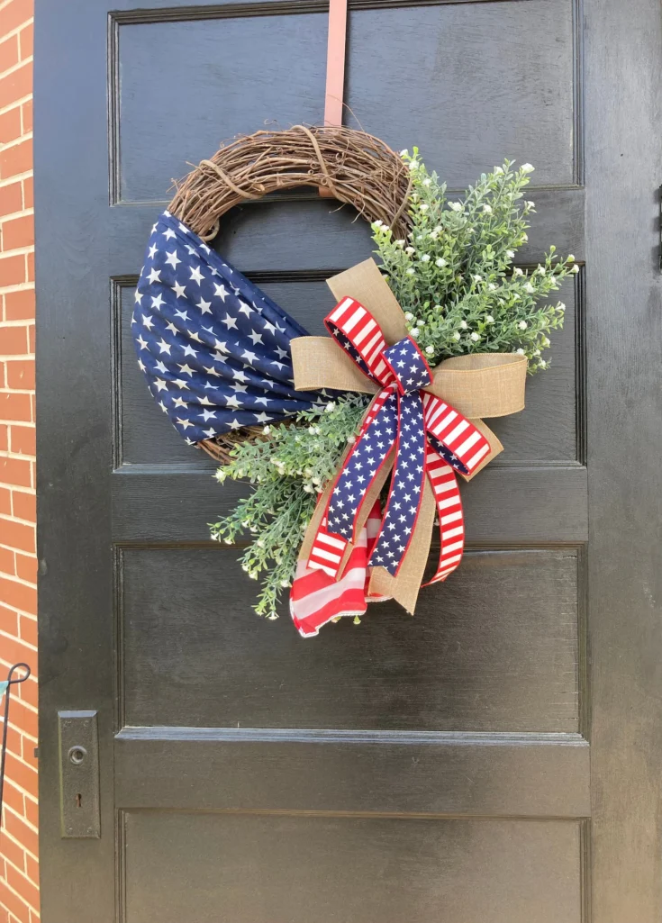 Image for Patriotic wreath, Large Everyday wreath for Front Door, 4th of July Wreath, Front porch decor, American flag decor, Military family decor