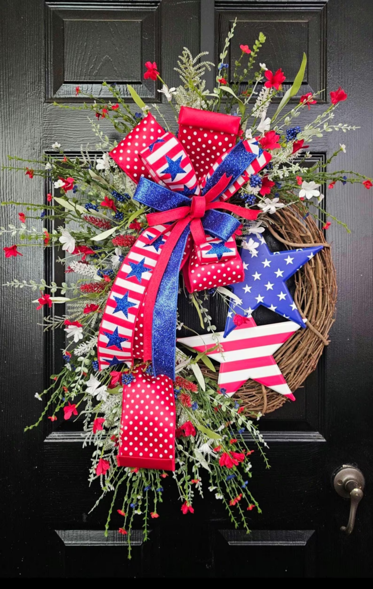 Image for Patriotic Wreath, Patriotic Swag, 4th of July Wreath, Red White and Blue Wreath, USA Wreath, 4th of July Swag, 4th of July Decorations