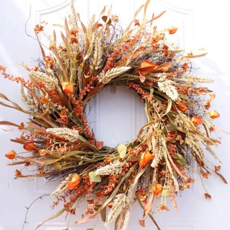 Image for Autumn Fall Wreath 24 Inch XL Pumpkin Wreath Thanksgiving - Etsy