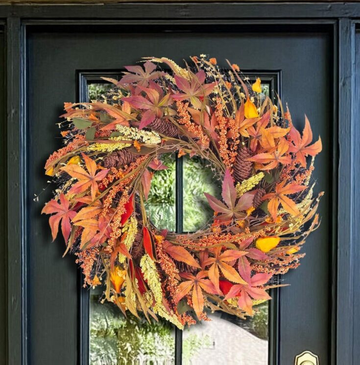 Image for Fall Wreath Large Farmhouse Autumn Harvest Wreaths With Straw - Etsy