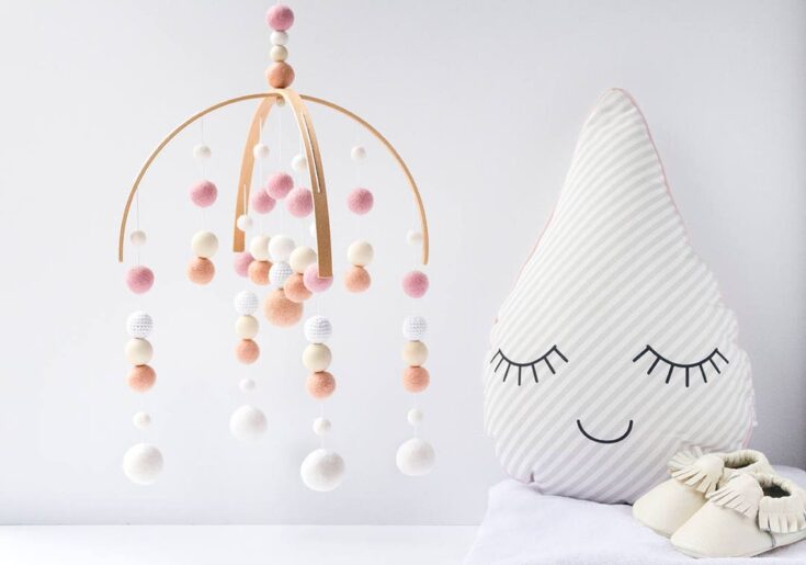 Image for Pink and Peach Baby Girl Mobile Baby Mobile Girl Baby Girl Nursery Mobile Pink Baby Mobile Felt Ball Mobile Girl Mobile Nursery - Etsy