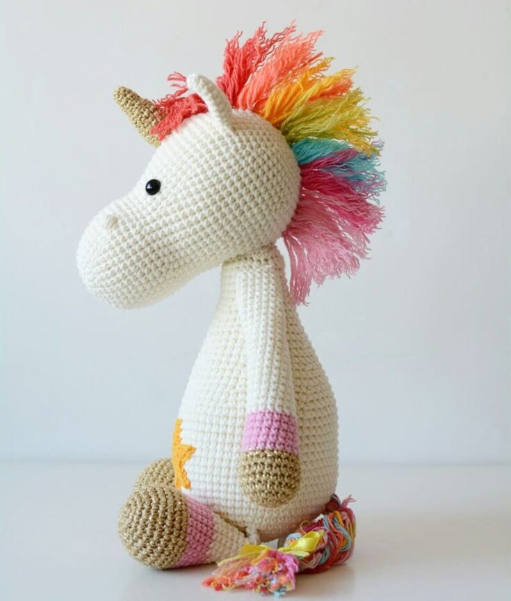 Image for Crochet Unicorn Lovey, Stuffed and Soft Animal Toy, Birthday Gift for Rainbow Lover, Baby Shower Gift, for Little Princess, Nursery Comfort - Etsy