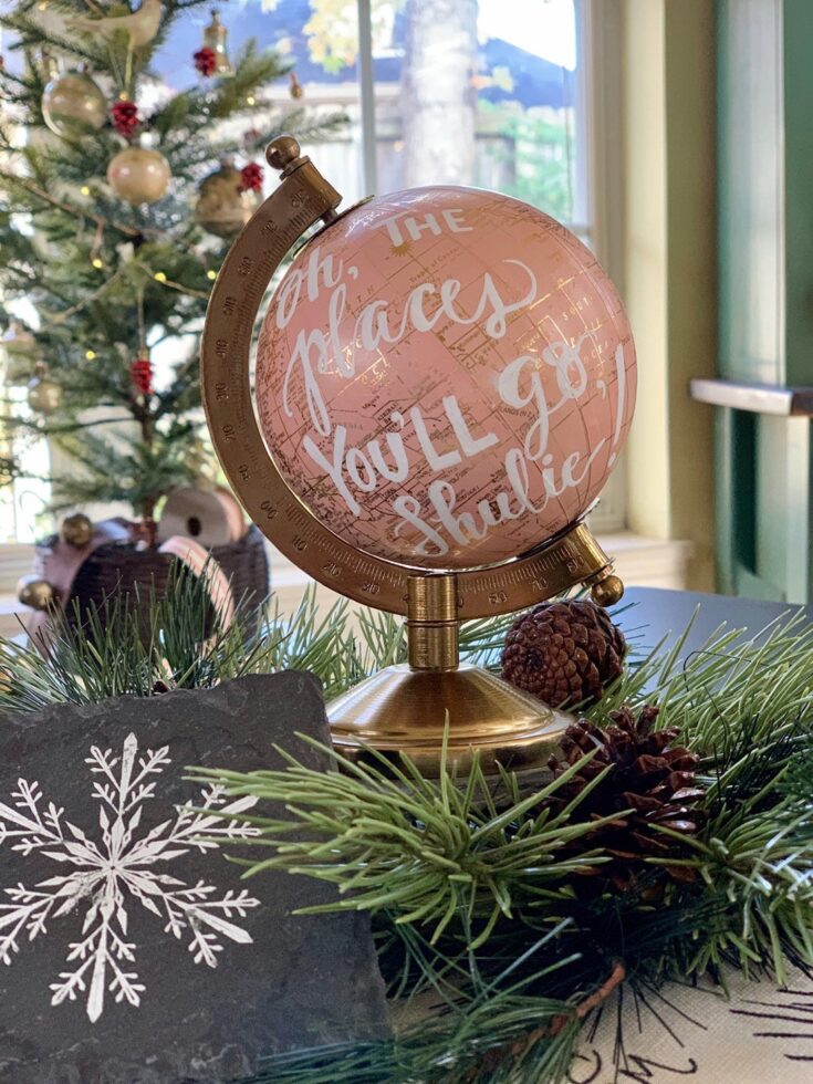 Image for Mini Blush Pink and Gold Globe OR Mini White and Gold Globe Perfect for Baby Girl Nursery, Baby Shower or Girl's Travel Theme Customize - Etsy