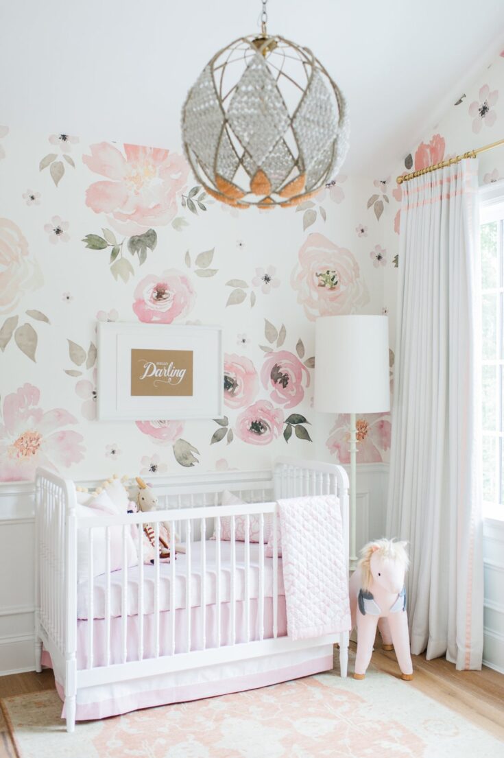 Image for Nursery Wall, Girl Nursery Decor, Nursery Wallpaper, Modern Nursery Art, Nursery Wall Art Girl, Baby Girl Nursery Wall Art, Girl Nursery - Etsy