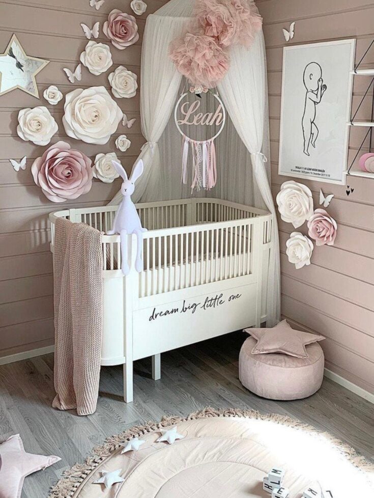 Image for Nursery Wall Decor White Blush Pink Paper Flower Set Paper Flowers Wall Decor Baby Girl Nursery Wall Decor Paper Flower Decoration - Etsy