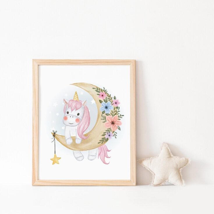 Image for Unicorn Nursery Print Pink Nursery Decor Pink Girls Room Nursery Wall Art Pink Unicorn Baby Room Decor Instant Download Playroom Wall Art - Etsy