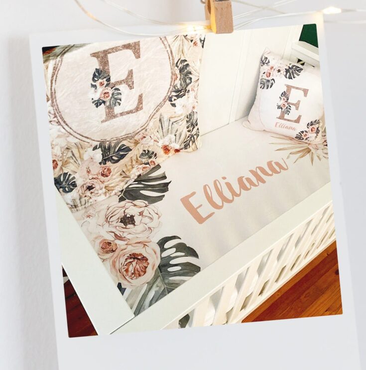 Image for Tropical Girl Baby Bedding, Baby Girl Nursery, Nursery Set, Boho Crib Bedding, Baby Girl Crib Bedding, Baby Bedding, Boho Crib Sheet - Etsy