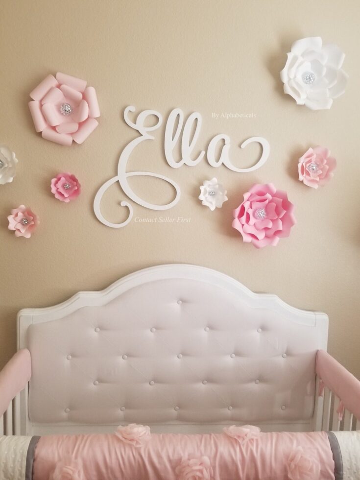 Image for Baby Name Sign for Nursery Girl Boy Wall Decor Alphabeticals Script Wooden Letters for Wall Hanging Nursery Wall Letters Name Letters Ella - Etsy